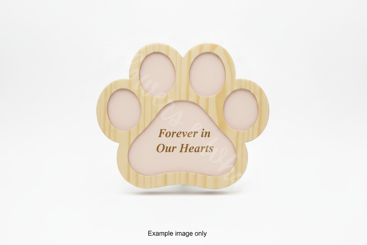 Paw Print Layered Wood Plaque - Memorial with Pink Inner Layer
