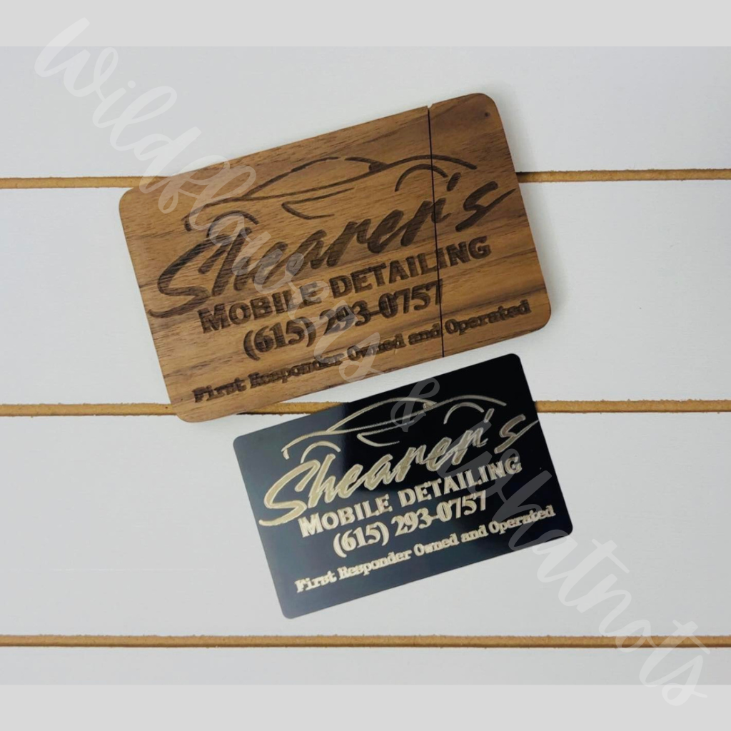 Aluminum Business Cards with Wood Case