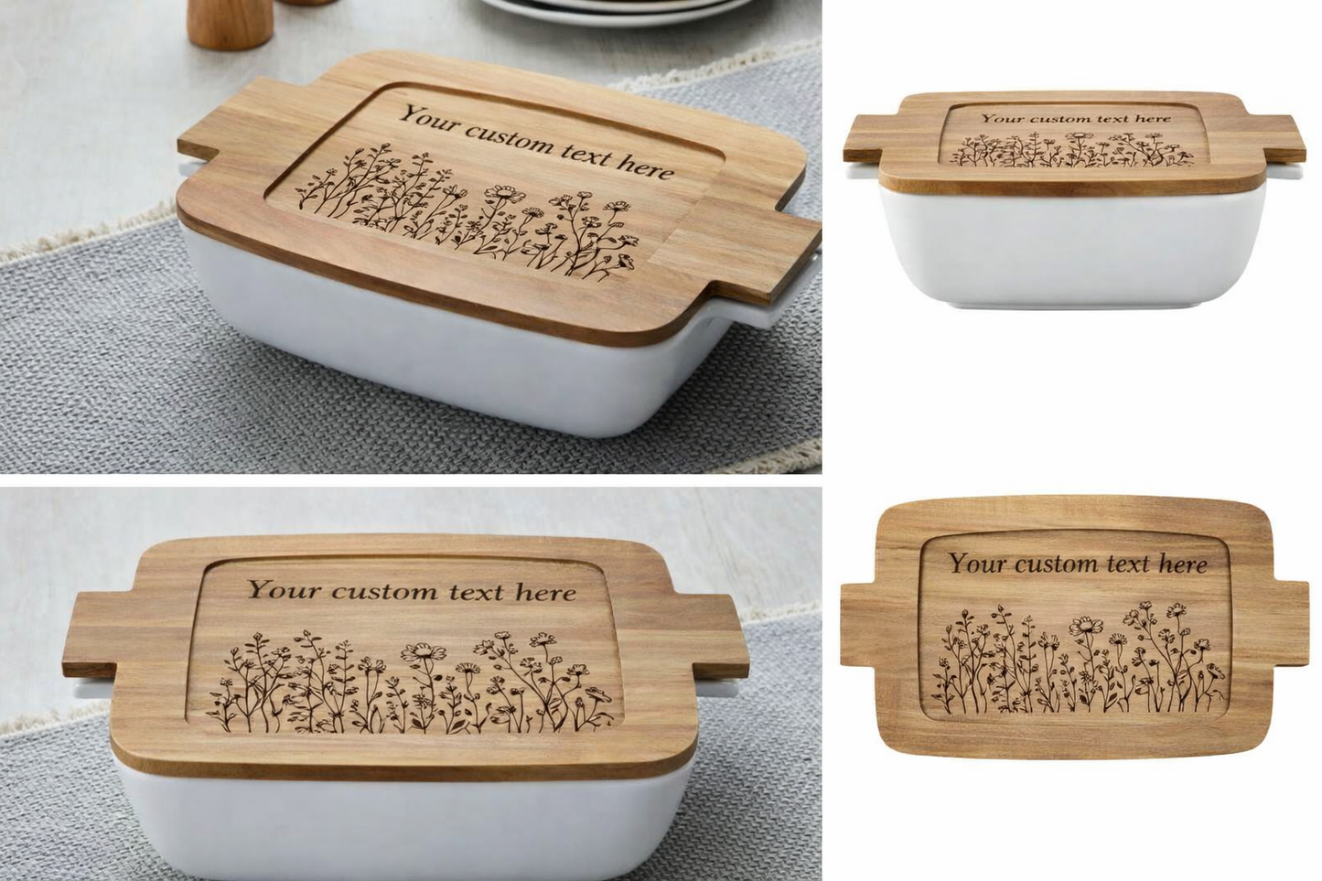 Ceramic Baking Dish with Acacia Wood Lid