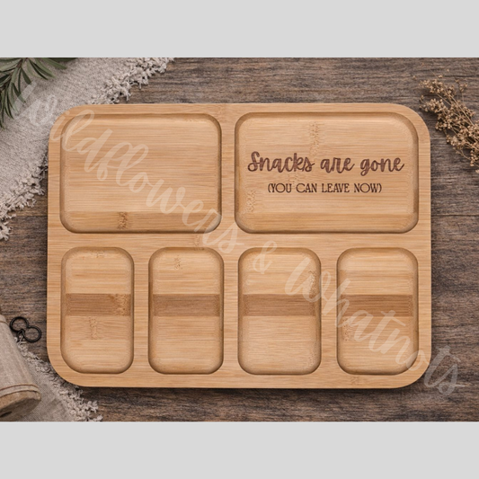 Bamboo Charcuterie Snack Tray with Lockable Lid