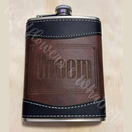 Faux Leather Embossed Flask