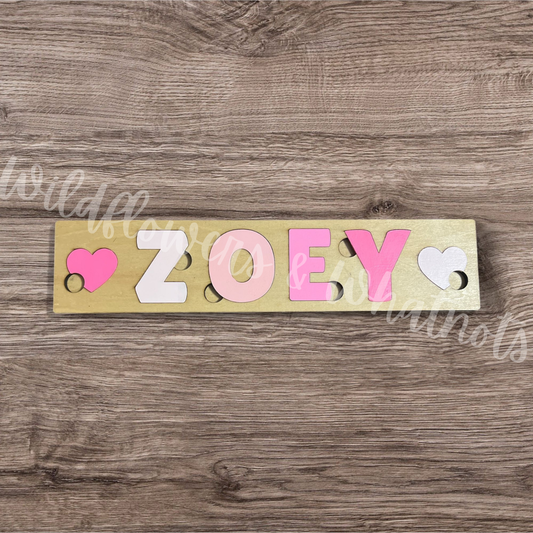 Wooden Name Sign with Removable Letters