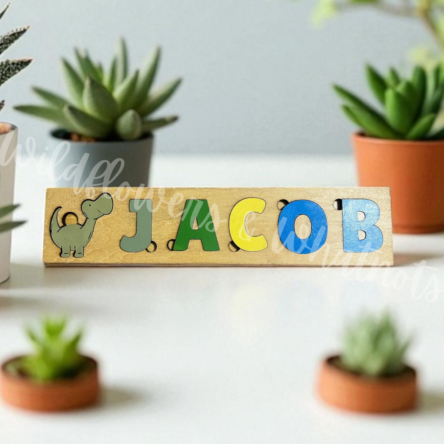 Wooden Name Sign with Removable Letters
