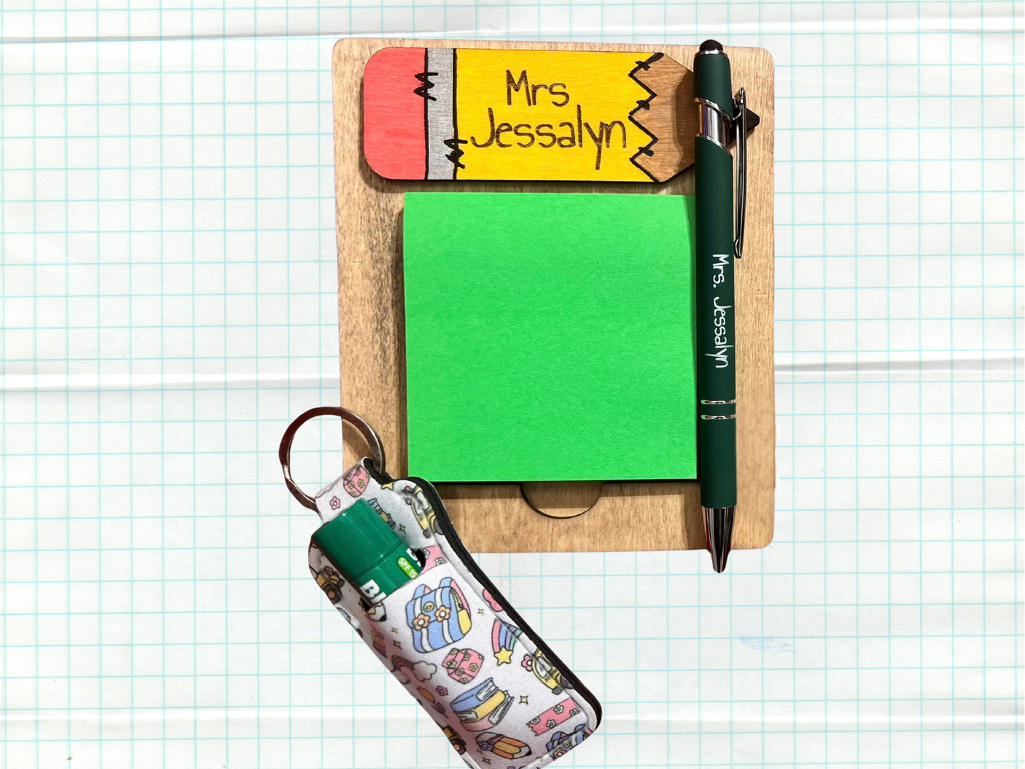 Notepad and Pen Set with Chapstick Holder