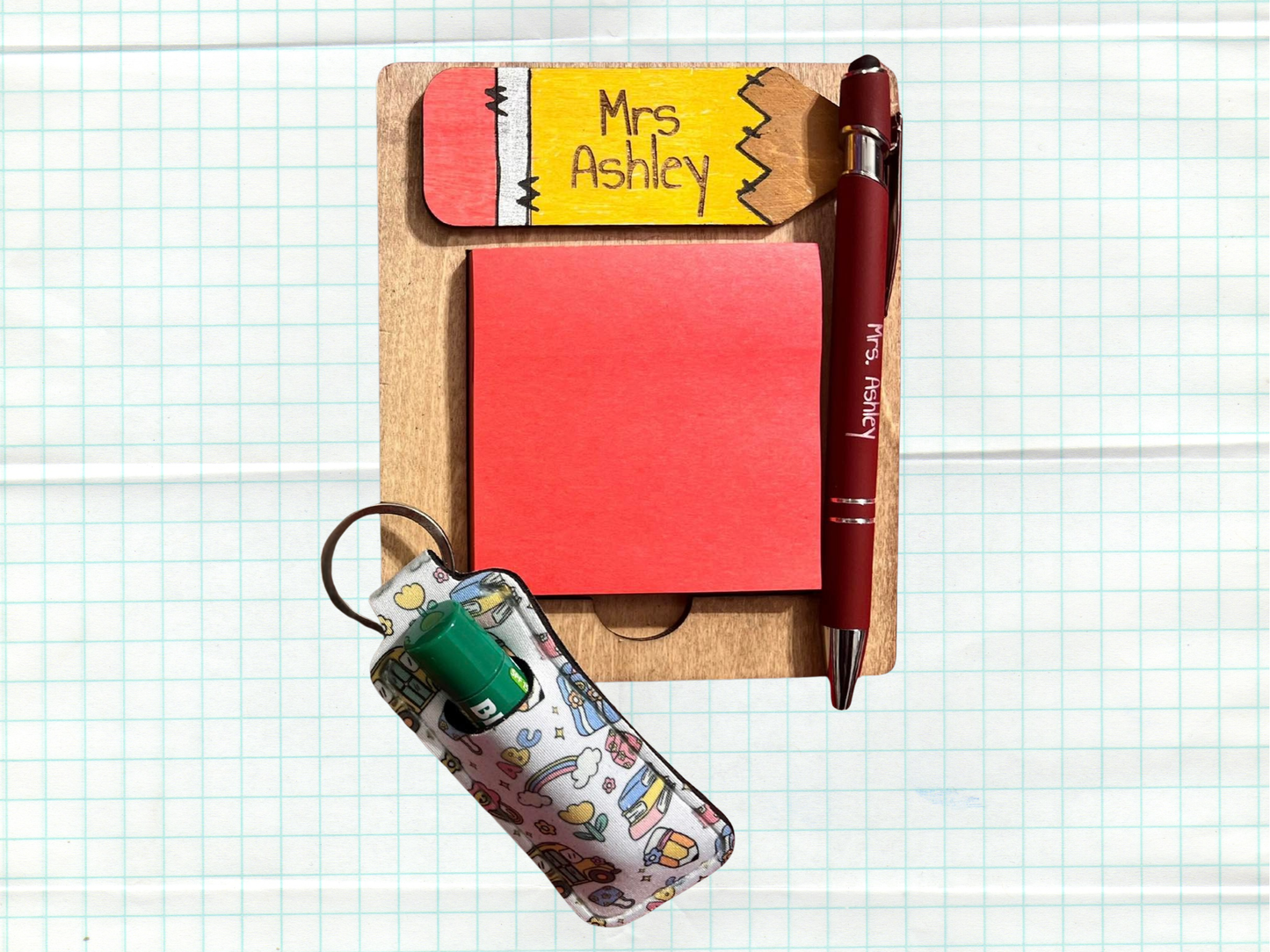 Notepad and Pen Set with Chapstick Holder
