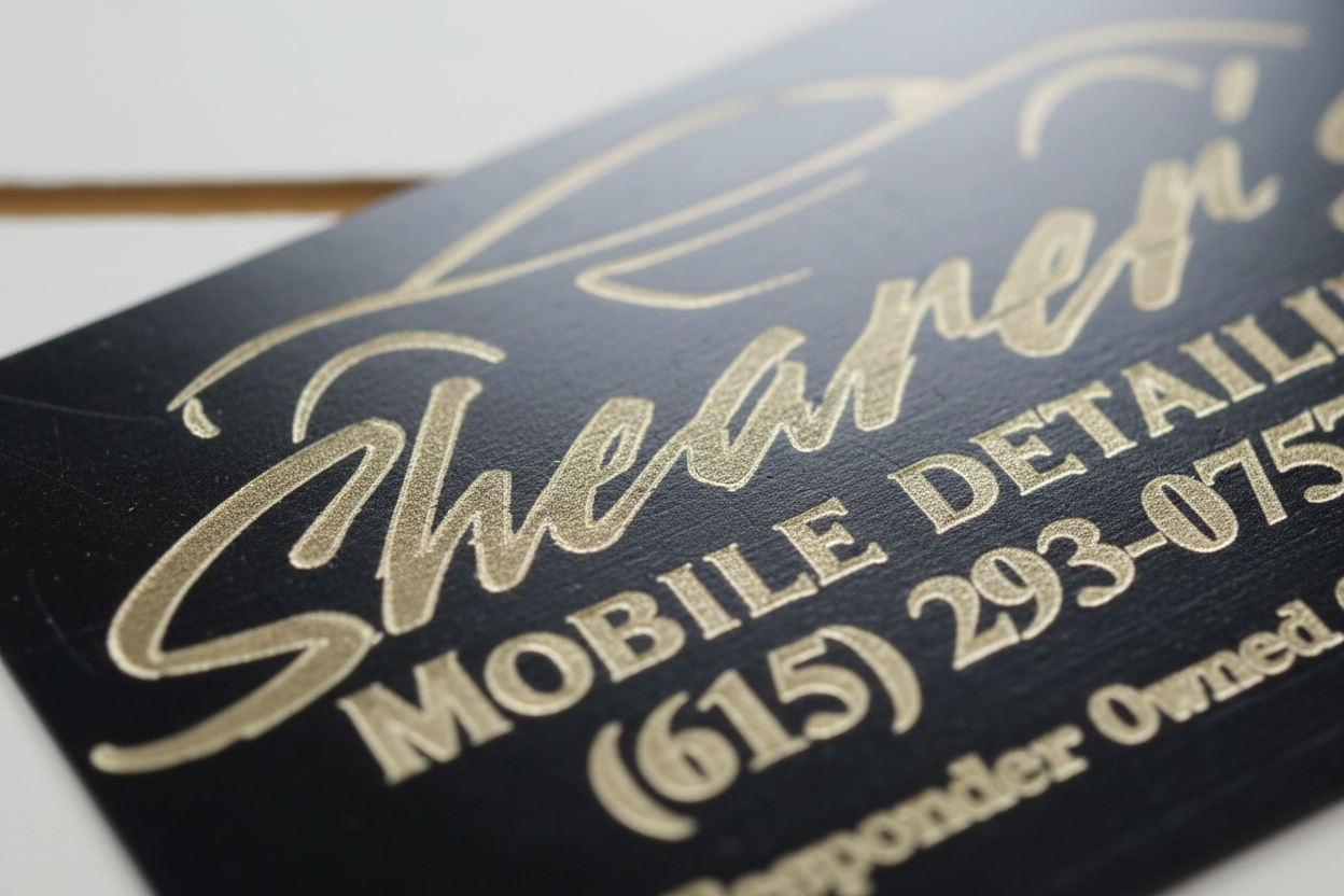 Metal Business Card Close-Up