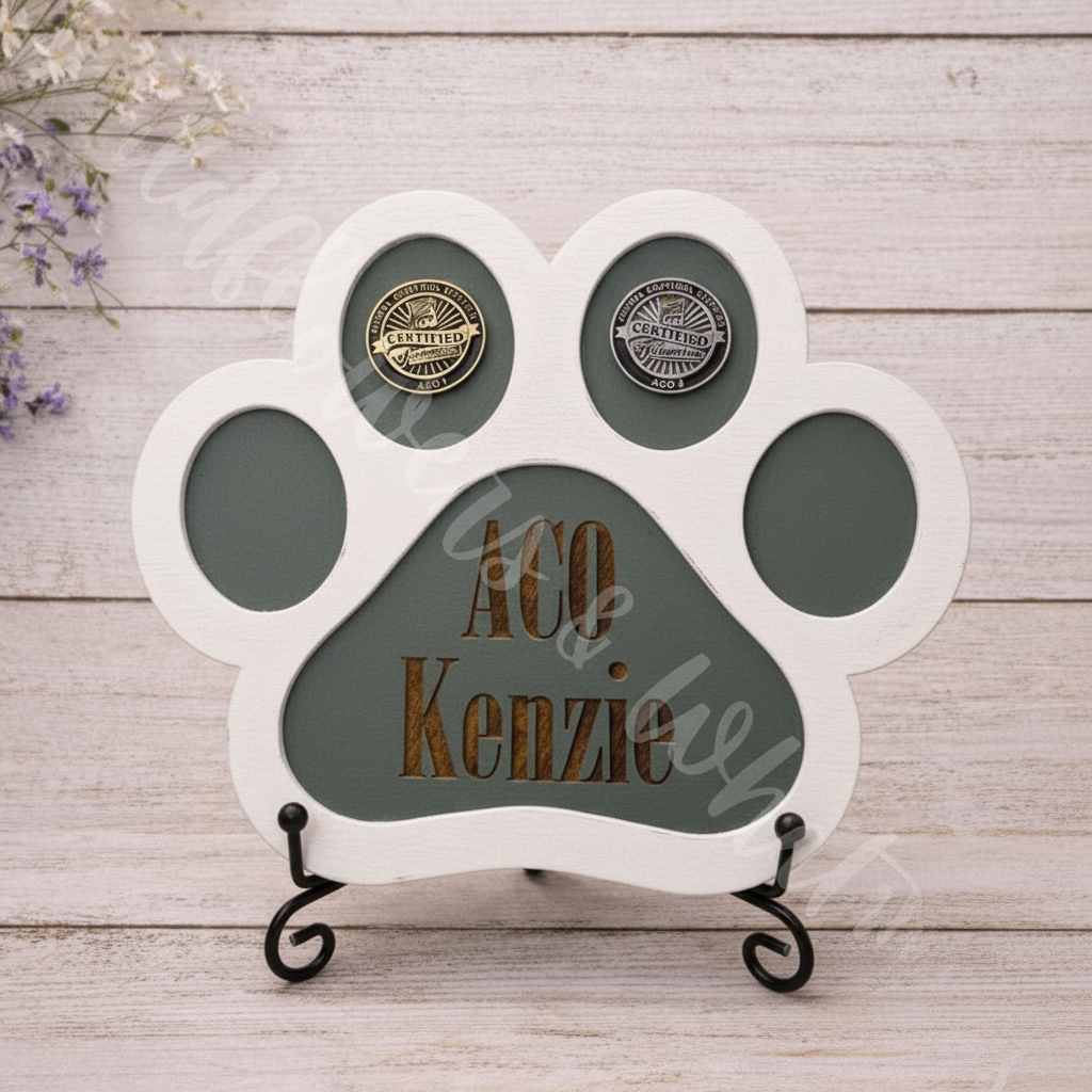 Paw Print Layered Wood Plaque - White